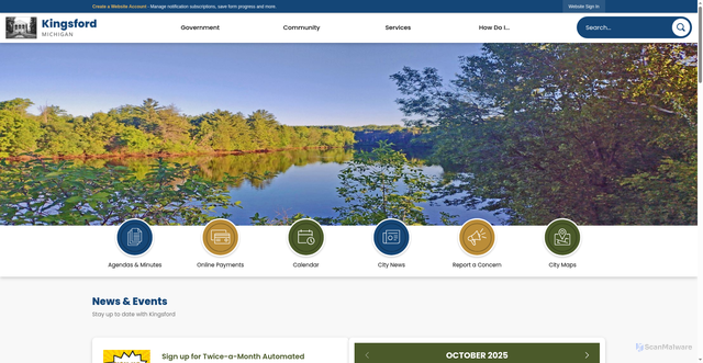 Security scan screenshot of https://kingsfordmi.gov/