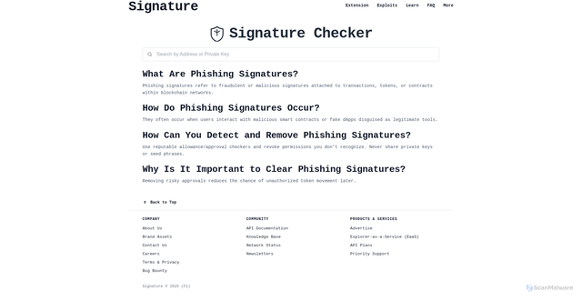 Security scan screenshot of http://signaturechecker.live/