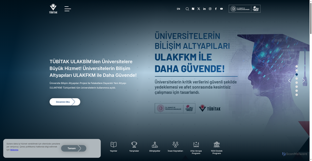 Security scan screenshot of https://tubitak.gov.tr