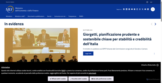 Security scan screenshot of https://www.mef.gov.it/