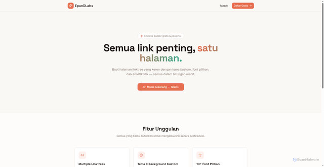 Security scan screenshot of https://linktree-builder-haame2ot7n.edgeone.app/