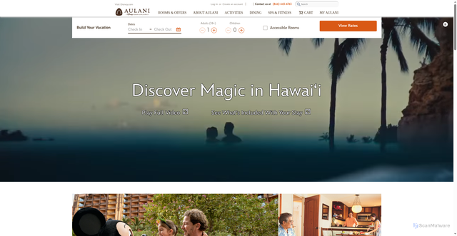 Security scan screenshot of https://www.disneyaulani.com/
