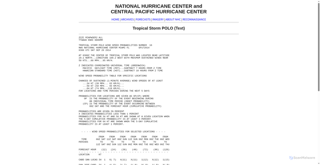 Security scan screenshot of https://prod-east-nhc.woc.noaa.gov/archive/2014/ep17/ep172014.wndprb.016.shtml?text=
