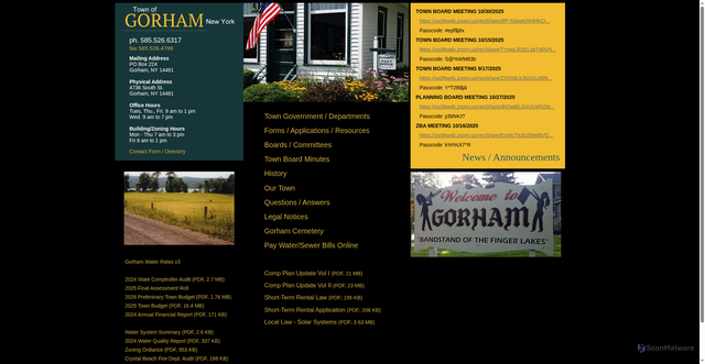 Security scan screenshot of https://townofgorhamny.gov/