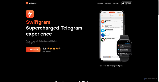Security scan screenshot of https://swiftgram.app