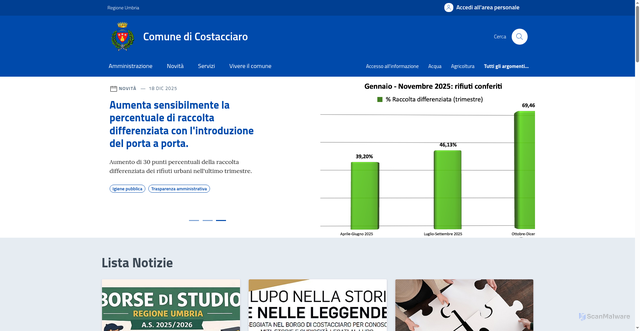 Security scan screenshot of https://comune.costacciaro.pg.it/