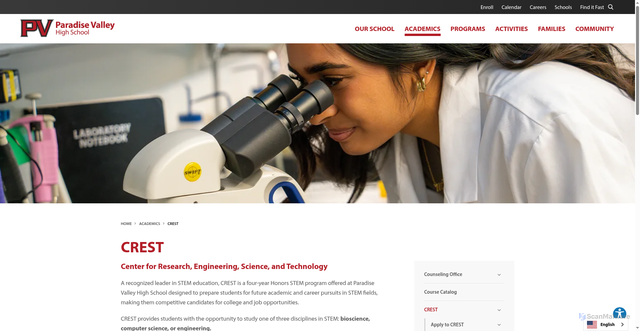 Security scan screenshot of https://pvhs.pvschools.net/academics/crest