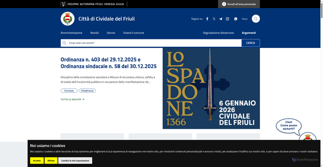 Security scan screenshot of https://www.comune.cividale-del-friuli.ud.it/