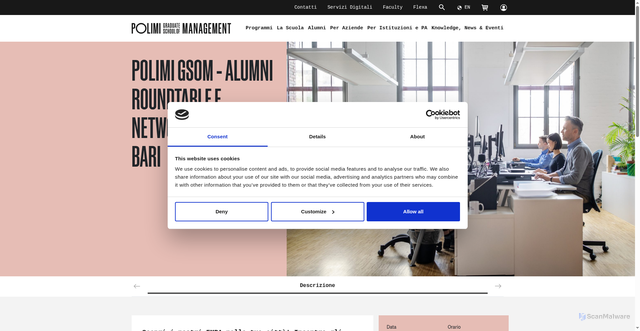 Security scan screenshot of https://www.gsom.polimi.it/be-inspired/eventi/alumni-roundtable-networking-lunch-bari-14032026/?utm_source=Outbound&utm_medium=email