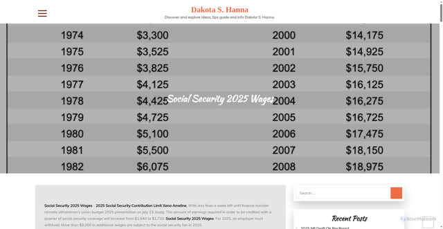 Security scan screenshot of https://dakotashanna.pages.dev/hbocz-social-security-2025-wages-ugcpr/
