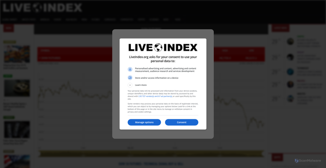 Security scan screenshot of https://liveindex.org/dow-futures/