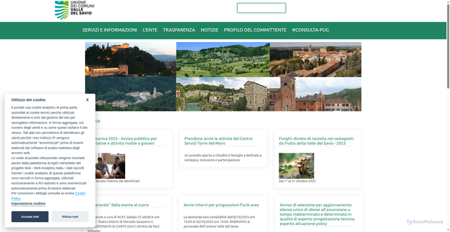 Security scan screenshot of https://www.unionevallesavio.it/