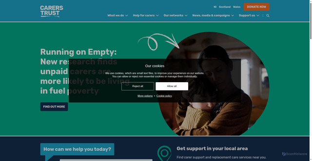Security scan screenshot of https://carers.org