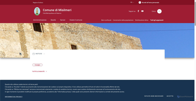 Security scan screenshot of https://www.comune.misilmeri.pa.it/
