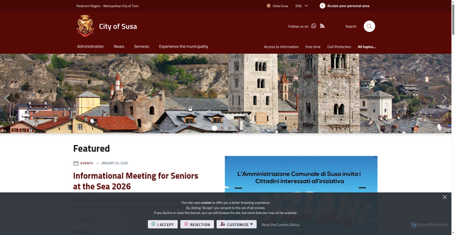 Security scan screenshot of https://www.comune.susa.to.it/it-it/home