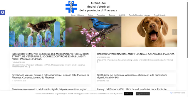 Security scan screenshot of http://www.ordineveterinaripiacenza.it/