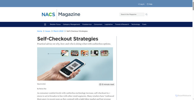 Security scan screenshot of https://www.nacsmagazine.com/issues/march-2022/self-checkout-strategies