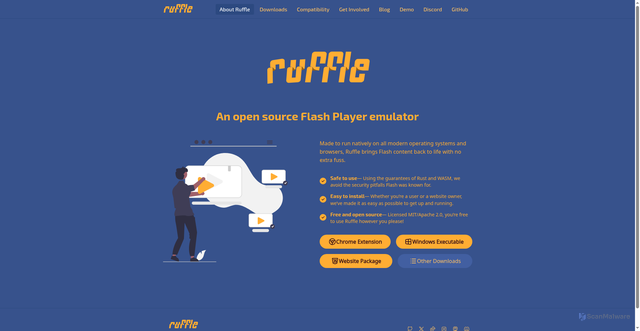 Security scan screenshot of https://ruffle.rs