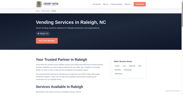 Security scan screenshot of https://smartvendnc.com/locations/raleigh