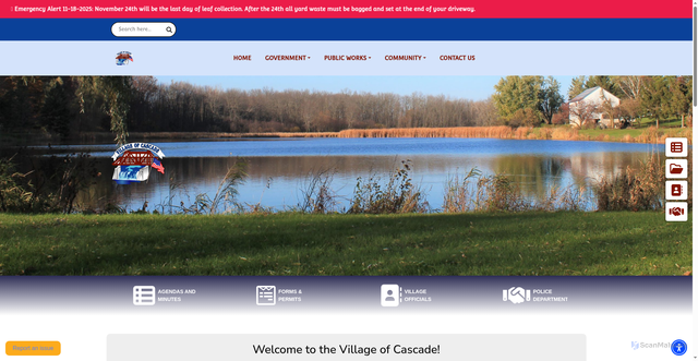 Security scan screenshot of https://villageofcascadewi.gov/