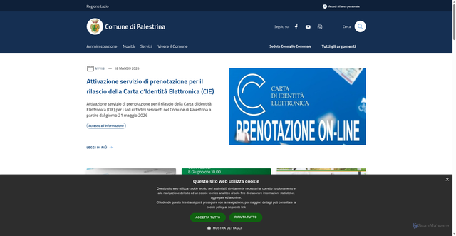 Security scan screenshot of https://www.comune.palestrina.rm.it