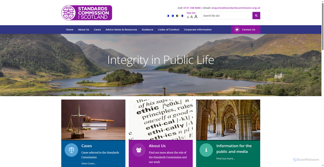 Security scan screenshot of https://www.standardscommissionscotland.org.uk/