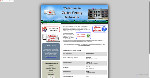 Security scan screenshot of https://custercountyne.gov/
