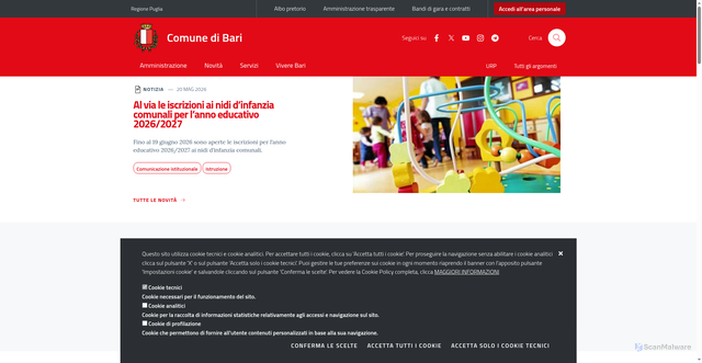 Security scan screenshot of https://www.comune.bari.it