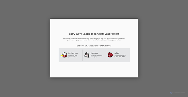 Security scan screenshot of https://grainger.com