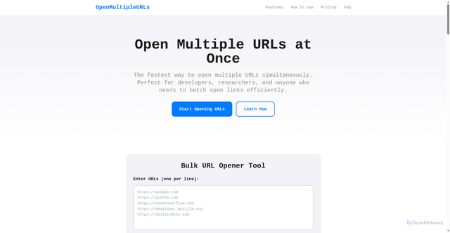 Security scan screenshot of https://openmultipleurls-com.pages.dev/