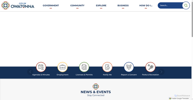 Security scan screenshot of https://owatonna.gov/