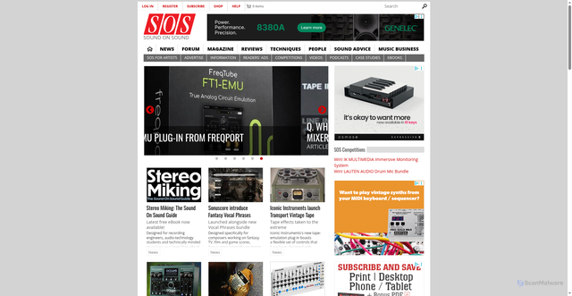 Security scan screenshot of https://www.soundonsound.com