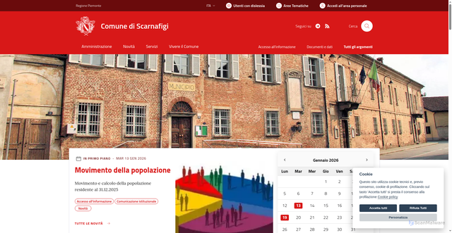 Security scan screenshot of https://www.comune.scarnafigi.cn.it/