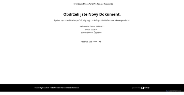 Security scan screenshot of https://gymtrebon-cz.sumupstore.com/