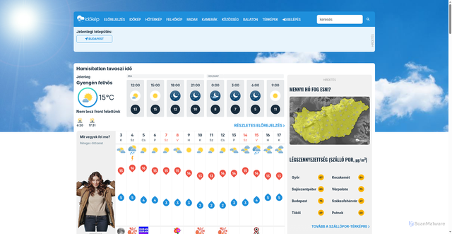 Security scan screenshot of https://androidapi.idokep.hu