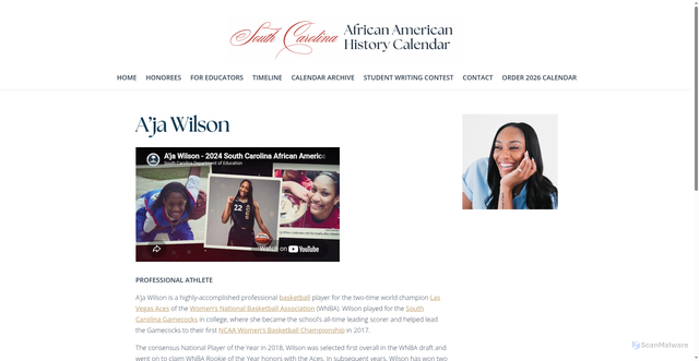 Security scan screenshot of https://scafricanamerican.com/aja-wilson/