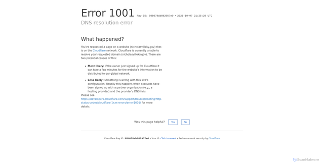 Security scan screenshot of http://nicholasvilleky.gov/