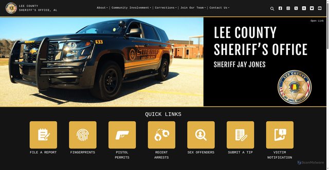Security scan screenshot of https://leecosheriffal.gov/