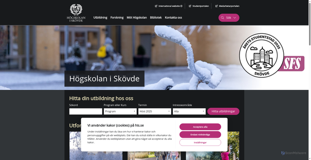 Security scan screenshot of https://www.his.se/