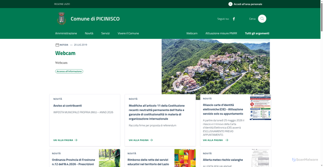 Security scan screenshot of https://www.comune.picinisco.fr.it