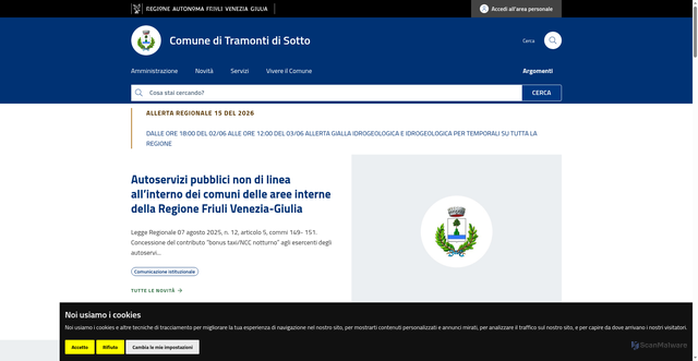 Security scan screenshot of https://www.comune.tramonti-di-sotto.pn.it