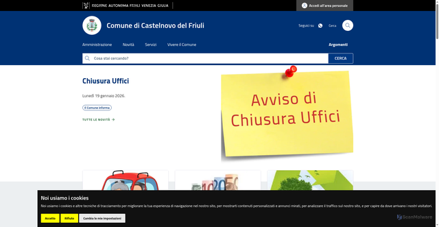 Security scan screenshot of https://www.comune.castelnovo-del-friuli.pn.it/