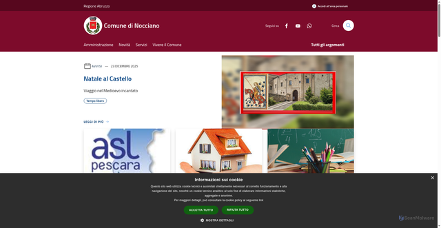 Security scan screenshot of https://www.comune.nocciano.pe.it/it