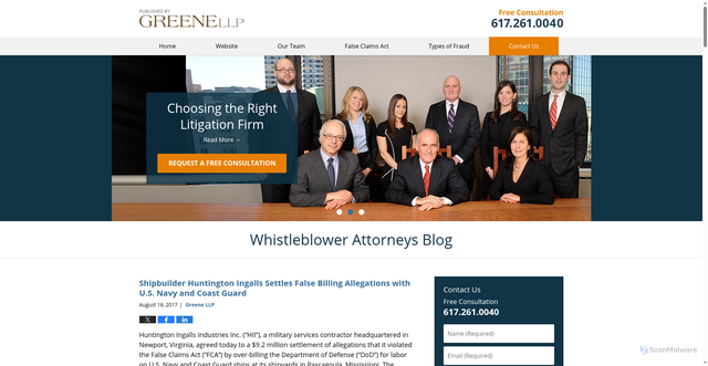 Security scan screenshot of https://www.whistleblowerattorneys-blog.com/