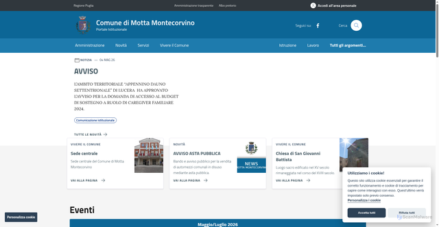Security scan screenshot of https://www.comune.mottamontecorvino.fg.it