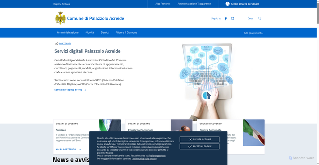 Security scan screenshot of https://www.comune.palazzoloacreide.sr.it