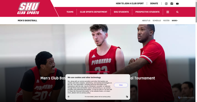 Security scan screenshot of https://shuclubsports.com/sports/mens-basketball