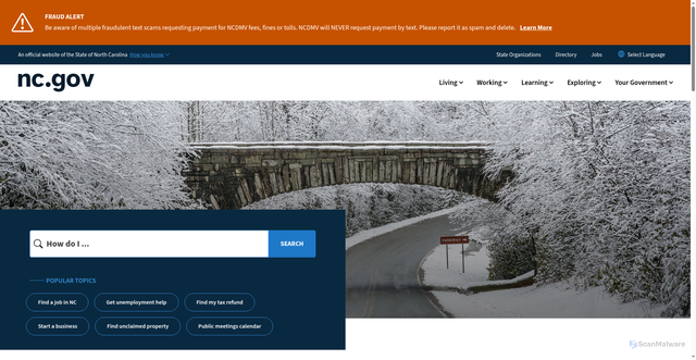 Security scan screenshot of https://www.nc.gov/