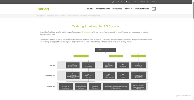 Security scan screenshot of https://www.telefocal.com/our-services/training-services/learning-roadmaps/5g-technologies-courses/