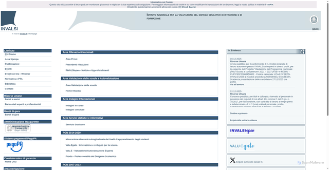 Security scan screenshot of https://www.invalsi.it/